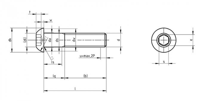 متري ISO 7380 رأس زر سداسي غطاء المقبس برغي 8.8 10.9 فولاذ 0