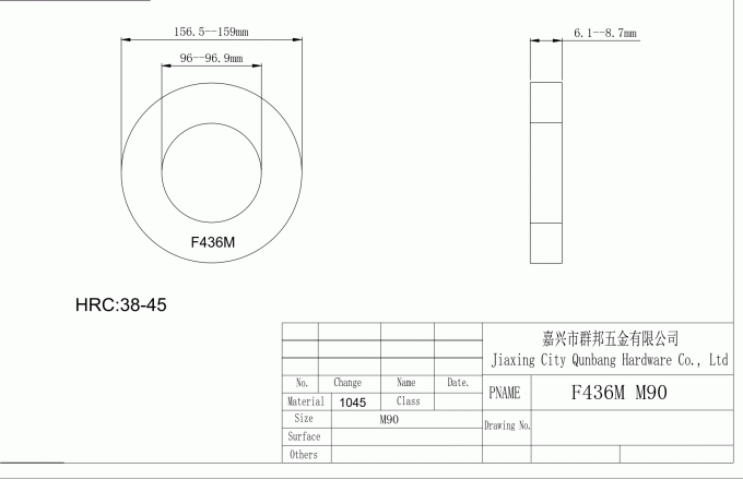 ASTM F436M-11 غسالات فولاذية صلبة متري M90 M64 ZINC HDG أسود 0